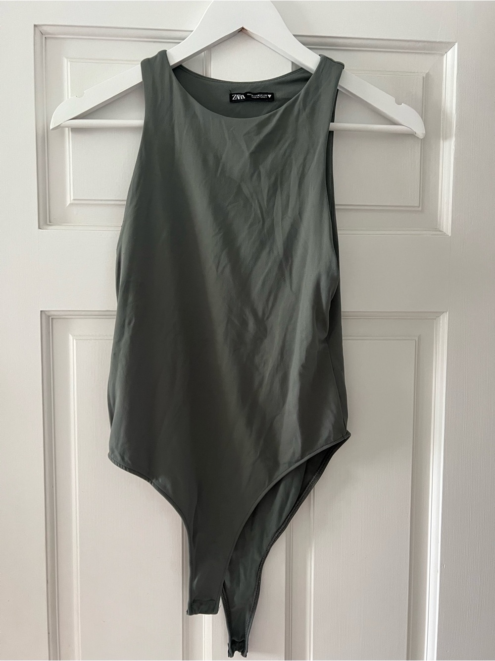 Zara High-Neck Olive Bodysuit